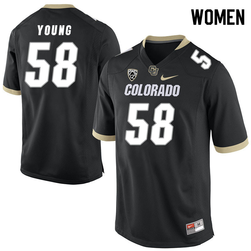 Women #58 Noah Young Colorado Buffaloes College Football Jerseys Stitched Sale-Black